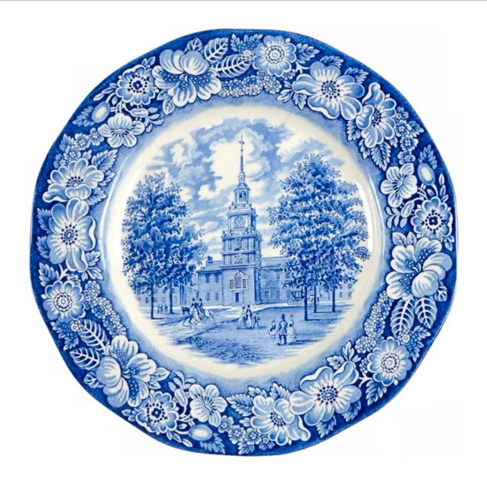 LIBERTY BLUE vintage ironstone dinner plate by staffordshire~ england